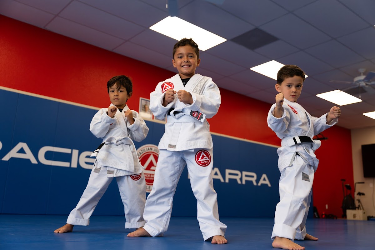 Young kids in Gi training in the Little Champions Brazilian Jiu-Jitsu class at Gracie Barra Seminole in Longwood, a short drive north on US 17-92 from Casselberry and Fern Park