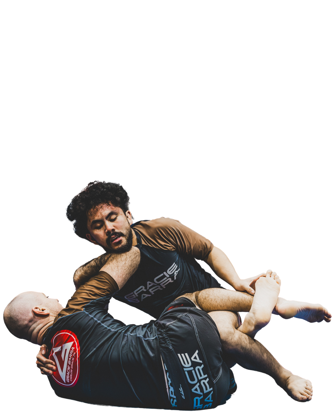 Students training No-Gi Brazilian Jiu-Jitsu at Gracie Barra Seminole in Longwood, a martial arts school serving families and adults from the Apopka area
